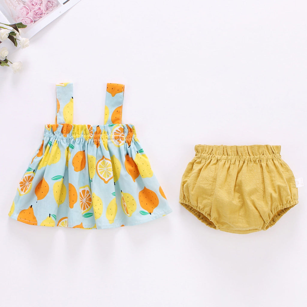 Caqnni Baby Girl Clothes Toddler Summer Outfits Cute Bow Print T-Shirt + Shorts 2pcs Set 6 Months-5 Years Old T-Shirt Set Blue 12-18 Months
